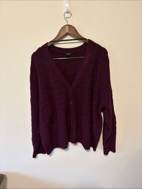 torrid Deep Plum Button-Front V-Neck Cardigan